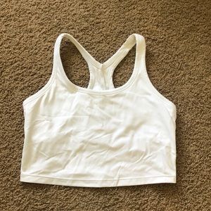 White cropped athletic tank w/ built in bra